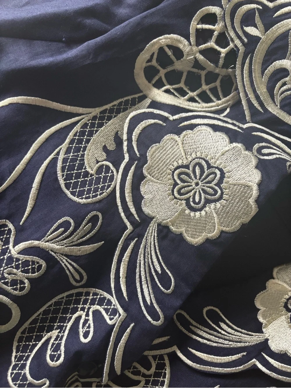 🔴 Embroidered Navy Midi Dress and Jacket Set
